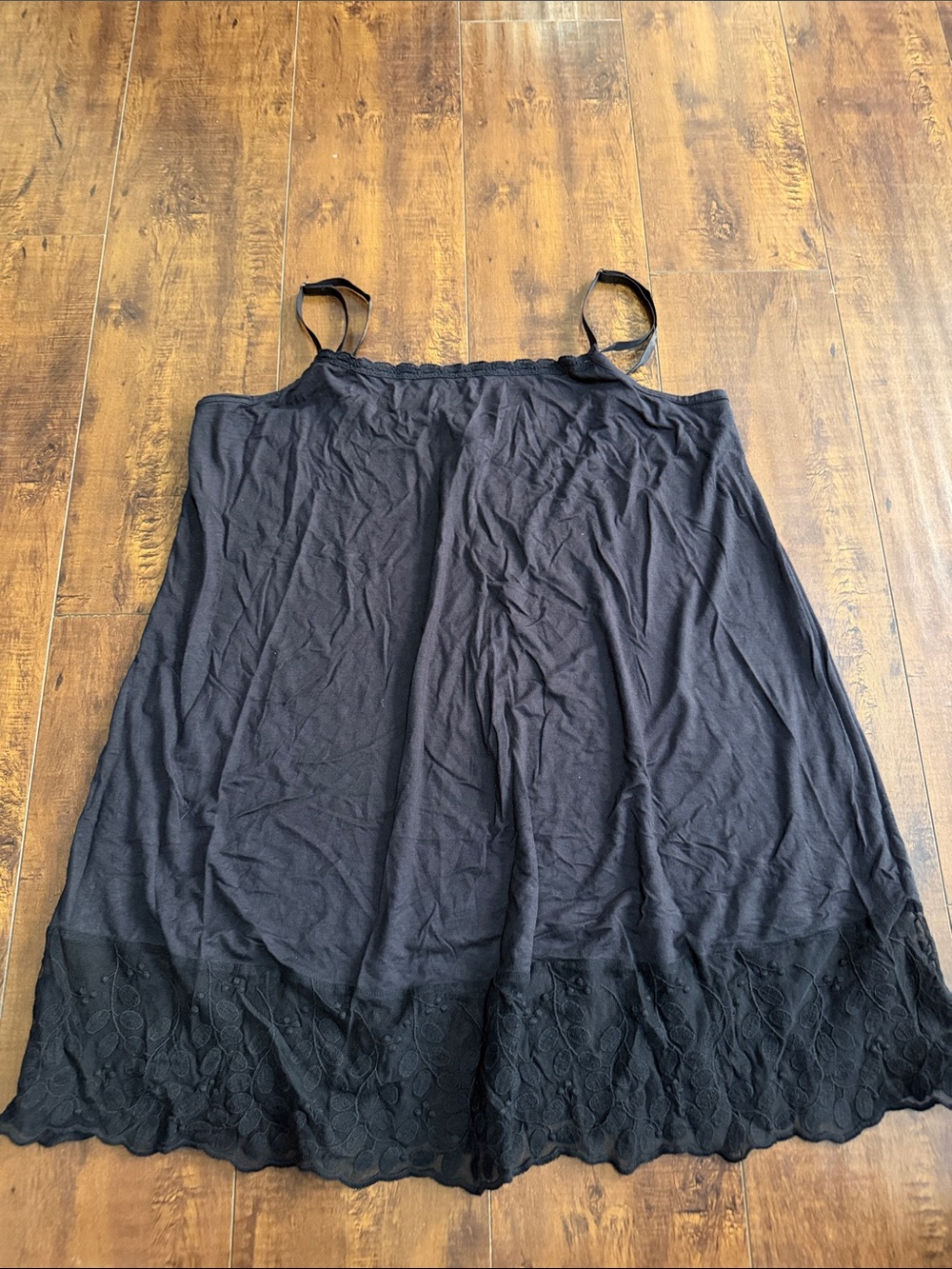Matilda Jane Black Lace-Hem Slip Tank